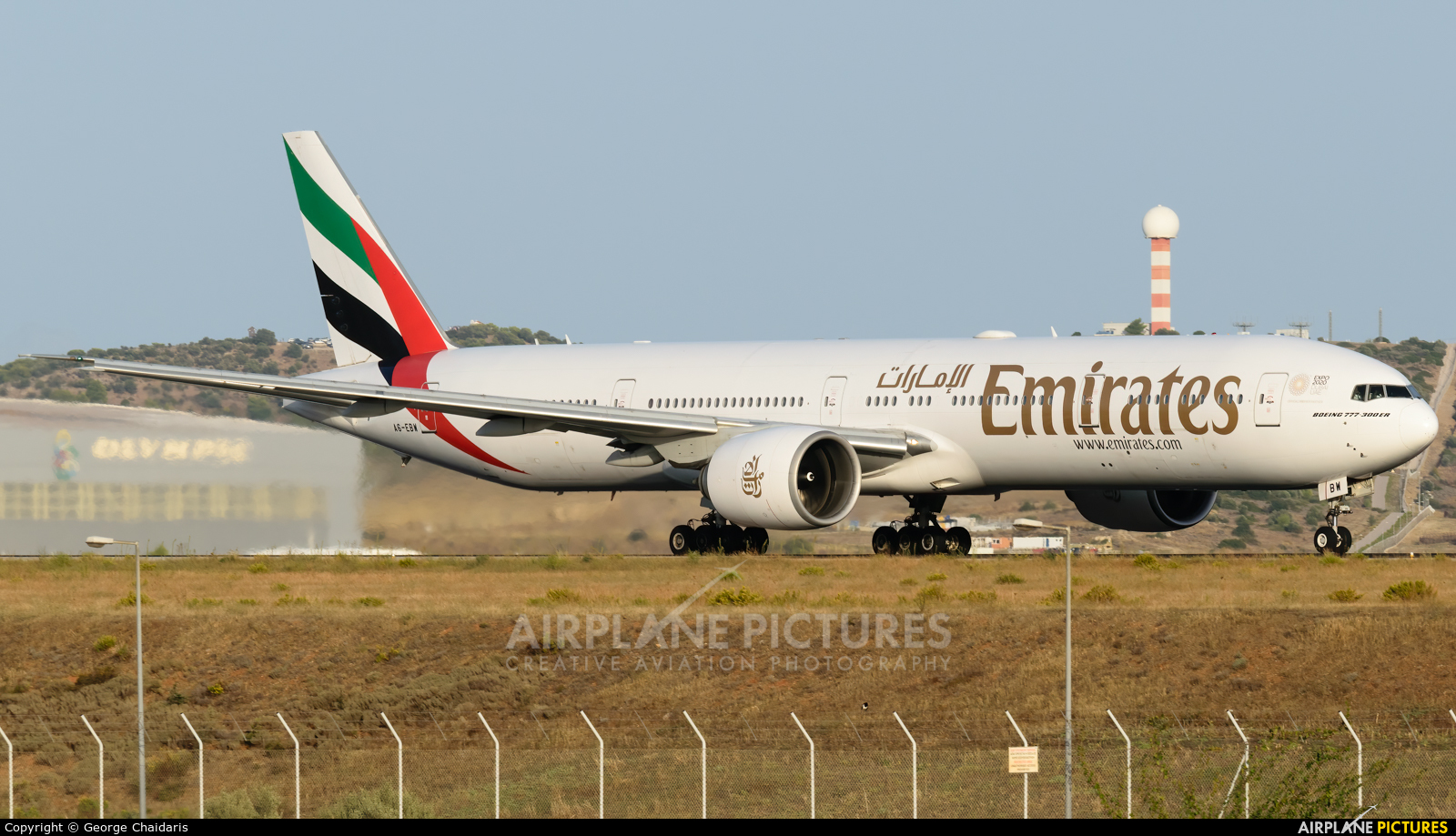 Emirates Airlines A6-EBW aircraft at Athens - Eleftherios Venizelos