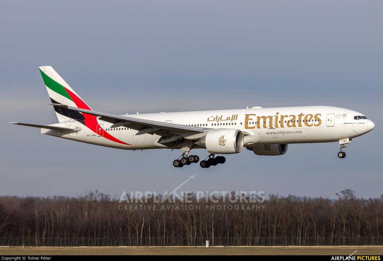 Emirates Airlines A6-EWG aircraft at Budapest Ferenc Liszt International Airport