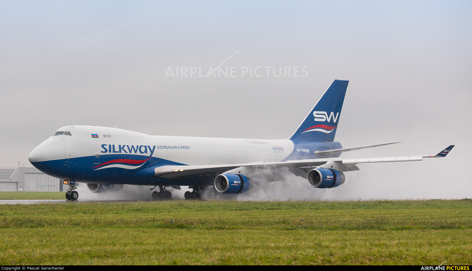 Silk Way Airlines 4K-SW888 aircraft at Linz