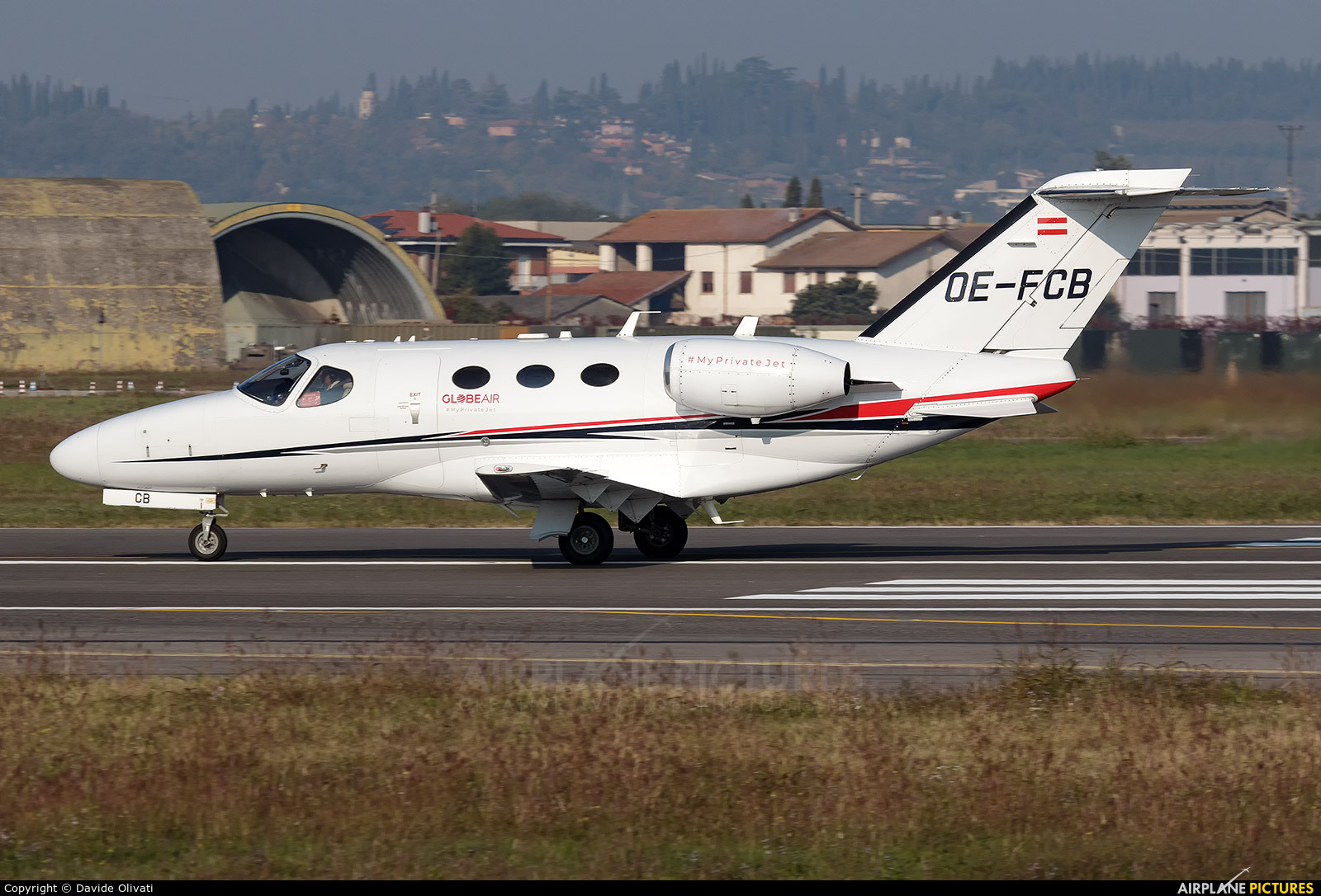Globe Air OE-FCB aircraft at Verona - Villafranca
