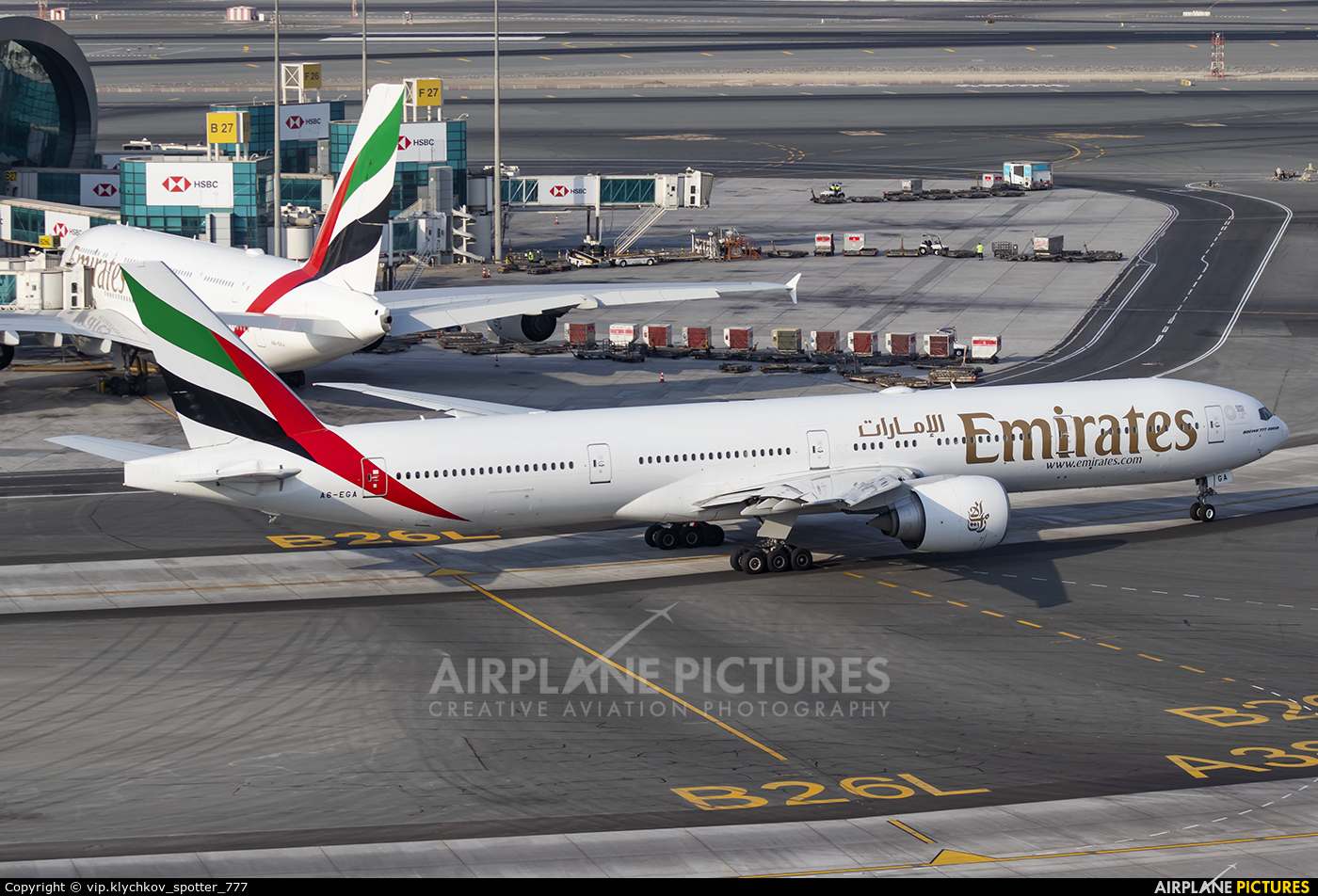 Emirates Airlines A6-EGA aircraft at Dubai Intl