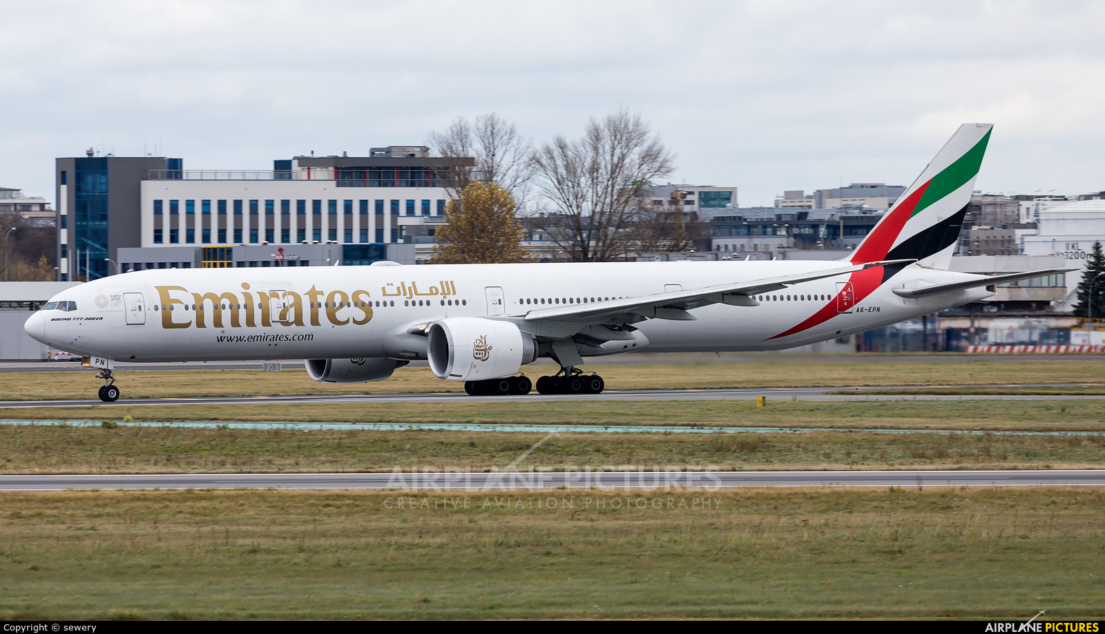 Emirates Airlines A6-EPN aircraft at Warsaw - Frederic Chopin