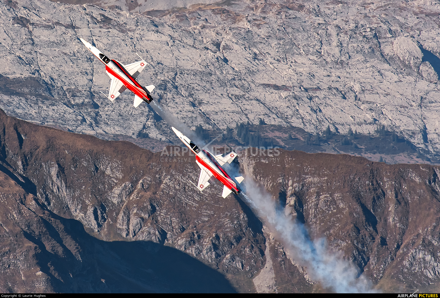 Switzerland - Air Force:  Patrouille de Suisse - aircraft at Axalp - Ebenfluh Range