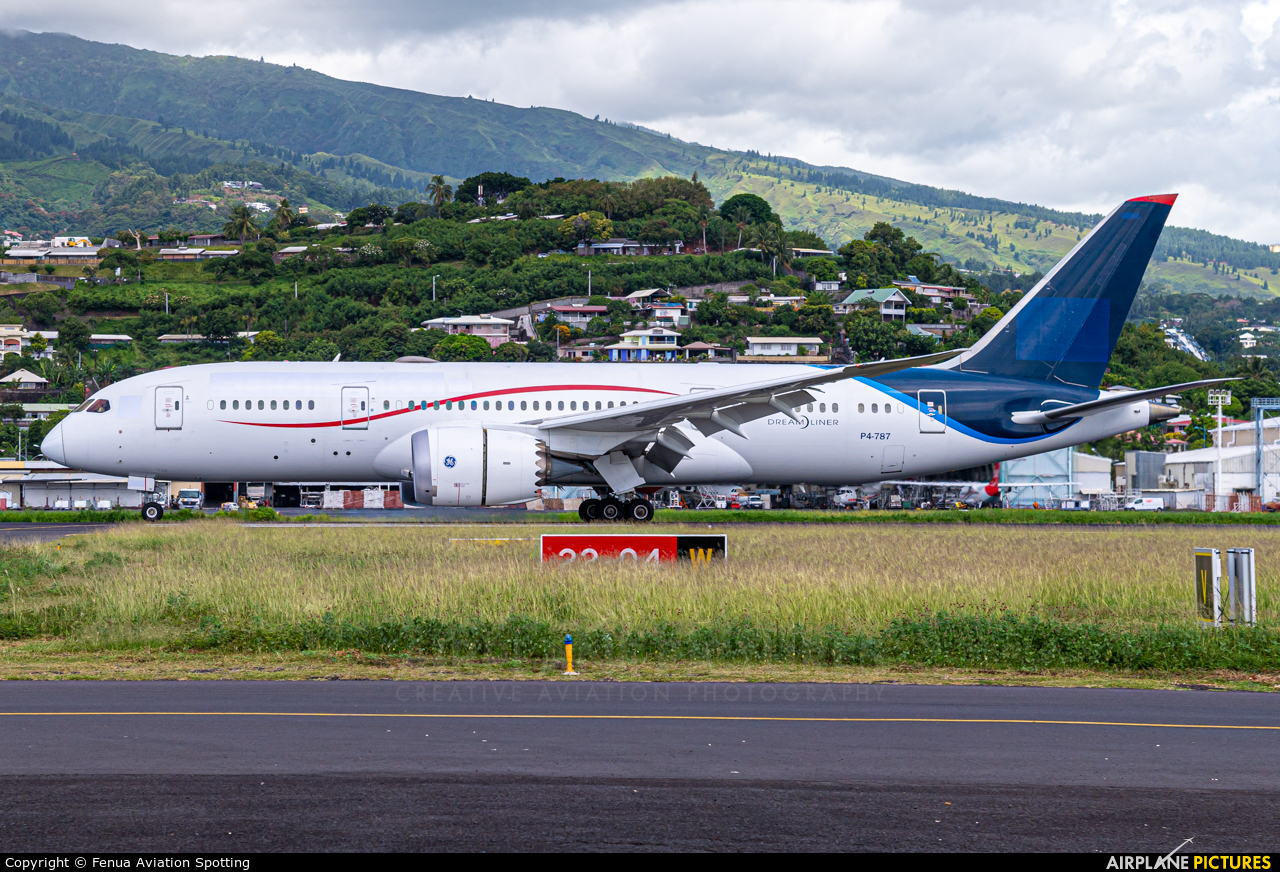 Comlux Aviation P4-787 aircraft at Tahiti Faa'a International Airport