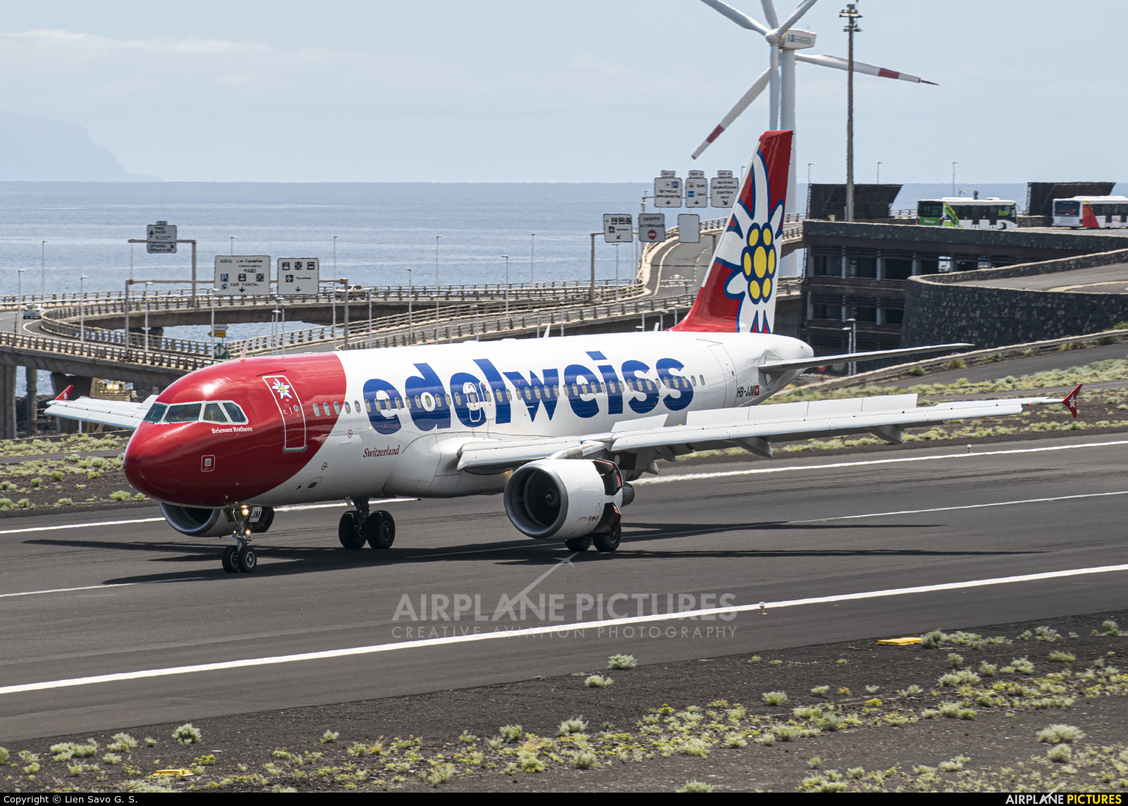 Edelweiss HB-JJM aircraft at Santa Cruz de La Palma