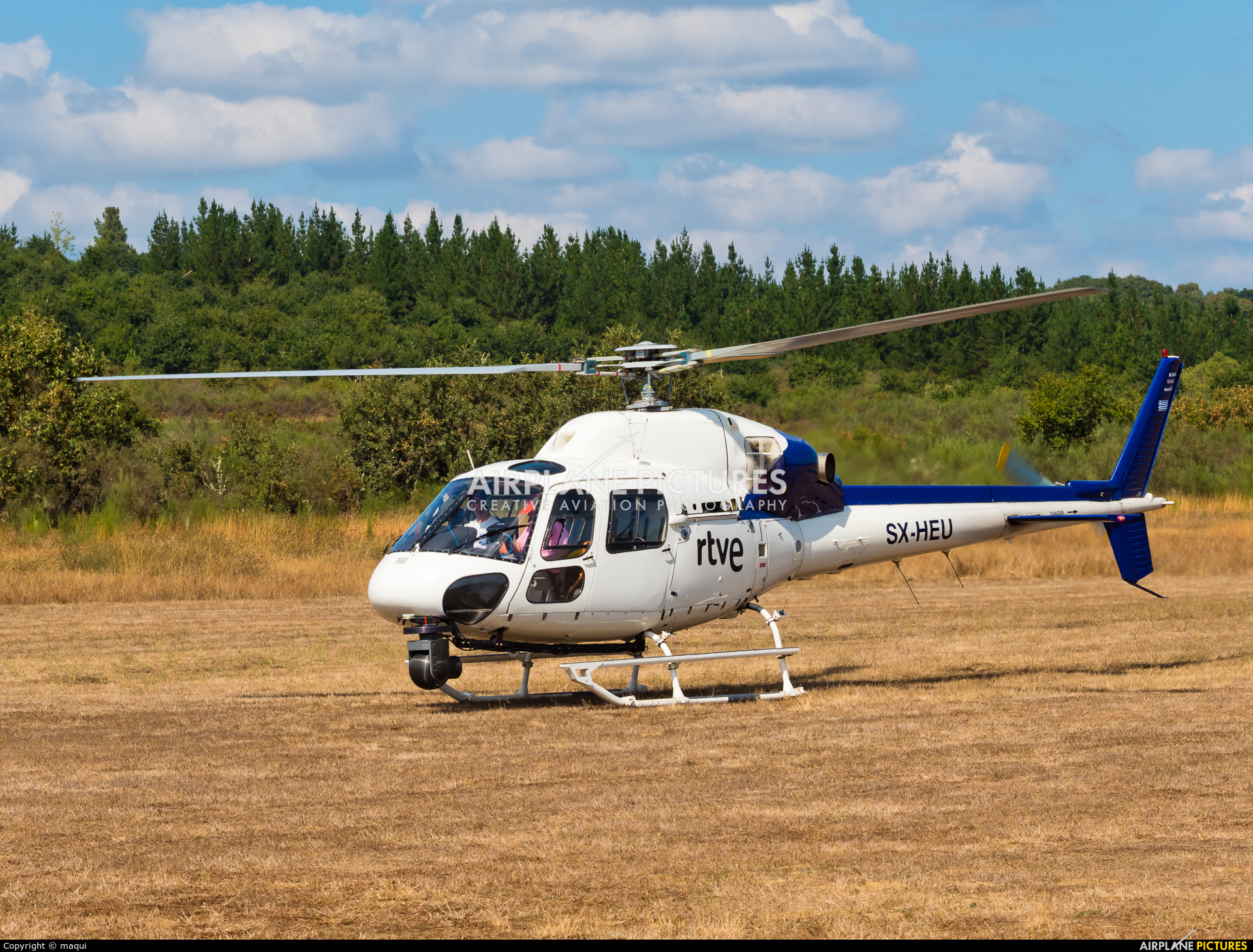 Sky Helicopteros SX-HEU aircraft at Campo de vuelo "As Lamas"