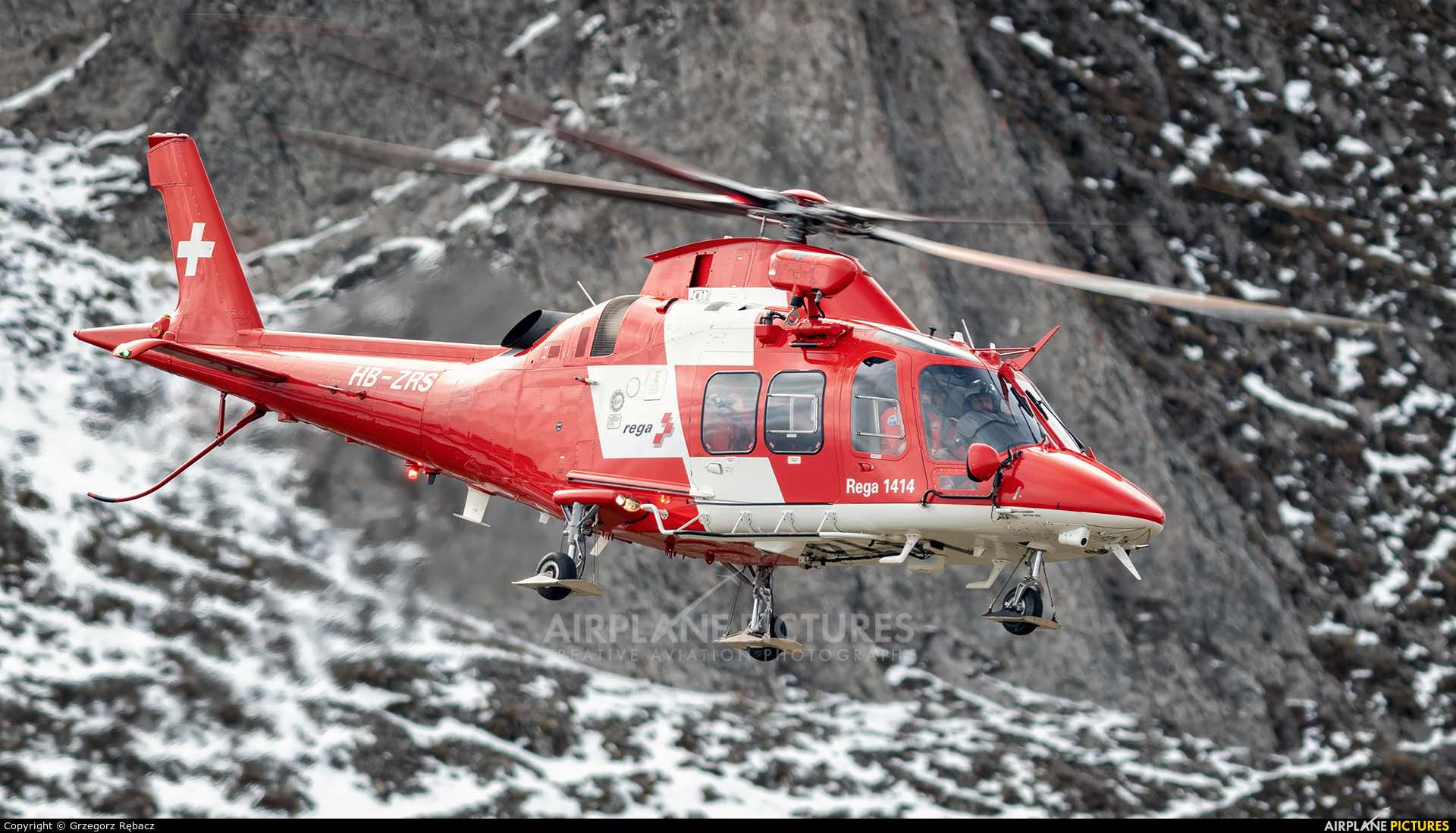REGA Swiss Air Ambulance  HB-ZRS aircraft at Axalp - Ebenfluh Range