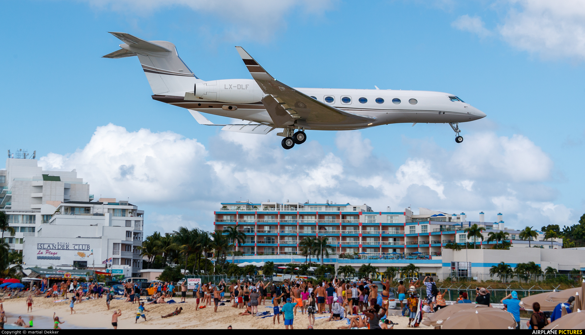 Global Jet Luxembourg LX-DLF aircraft at Sint Maarten - Princess Juliana Intl