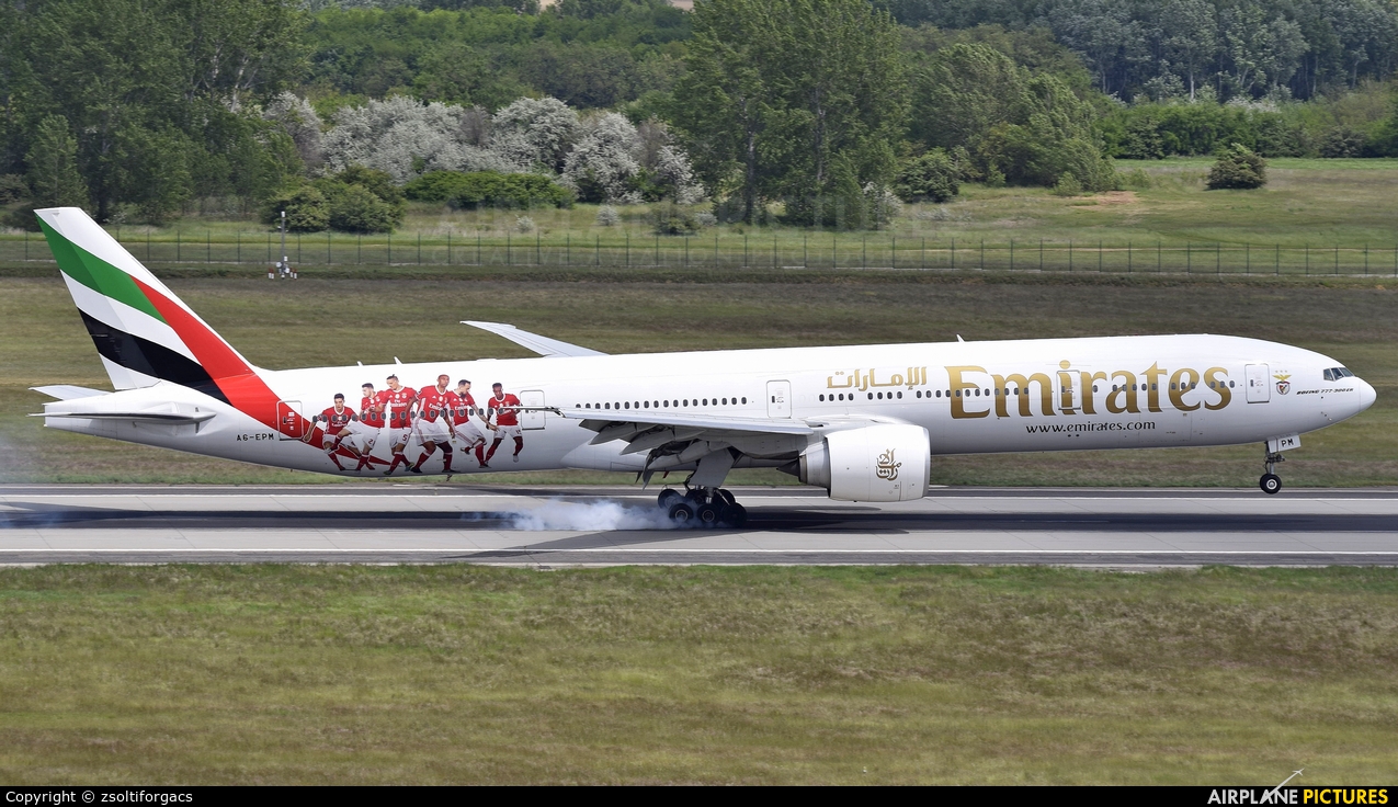 Emirates Airlines A6-EPM aircraft at Budapest Ferenc Liszt International Airport