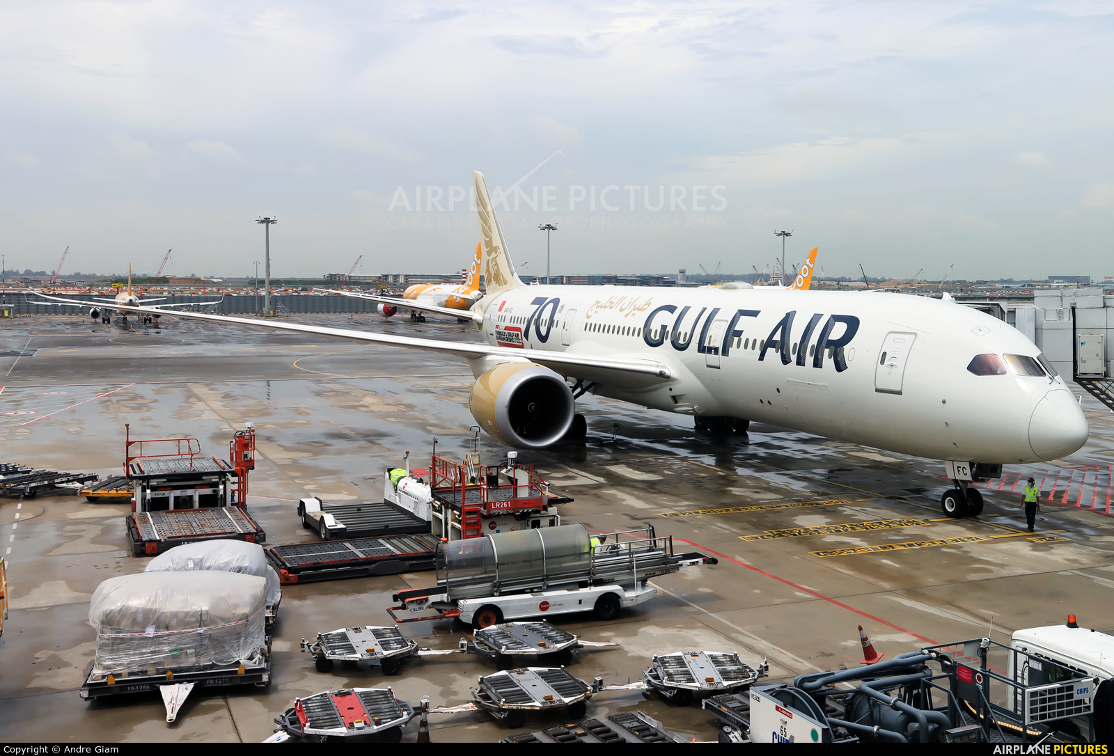 Gulf Air A9C-FC aircraft at Singapore - Changi