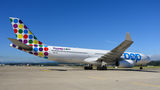 Rare visit of FlyPOP A330 to Zurich