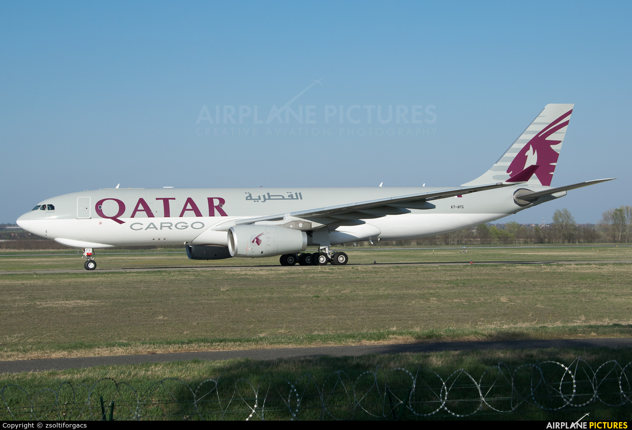 Qatar Airways Cargo A7-AFG aircraft at Budapest Ferenc Liszt International Airport