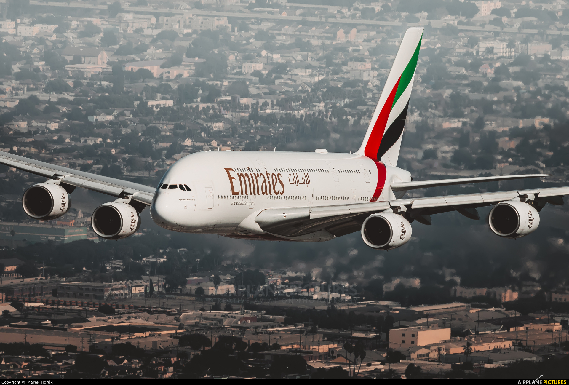 Emirates Airlines A6-EUV aircraft at Los Angeles Intl