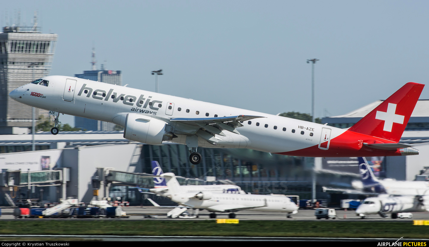 Helvetic Airways HB-AZE aircraft at Warsaw - Frederic Chopin
