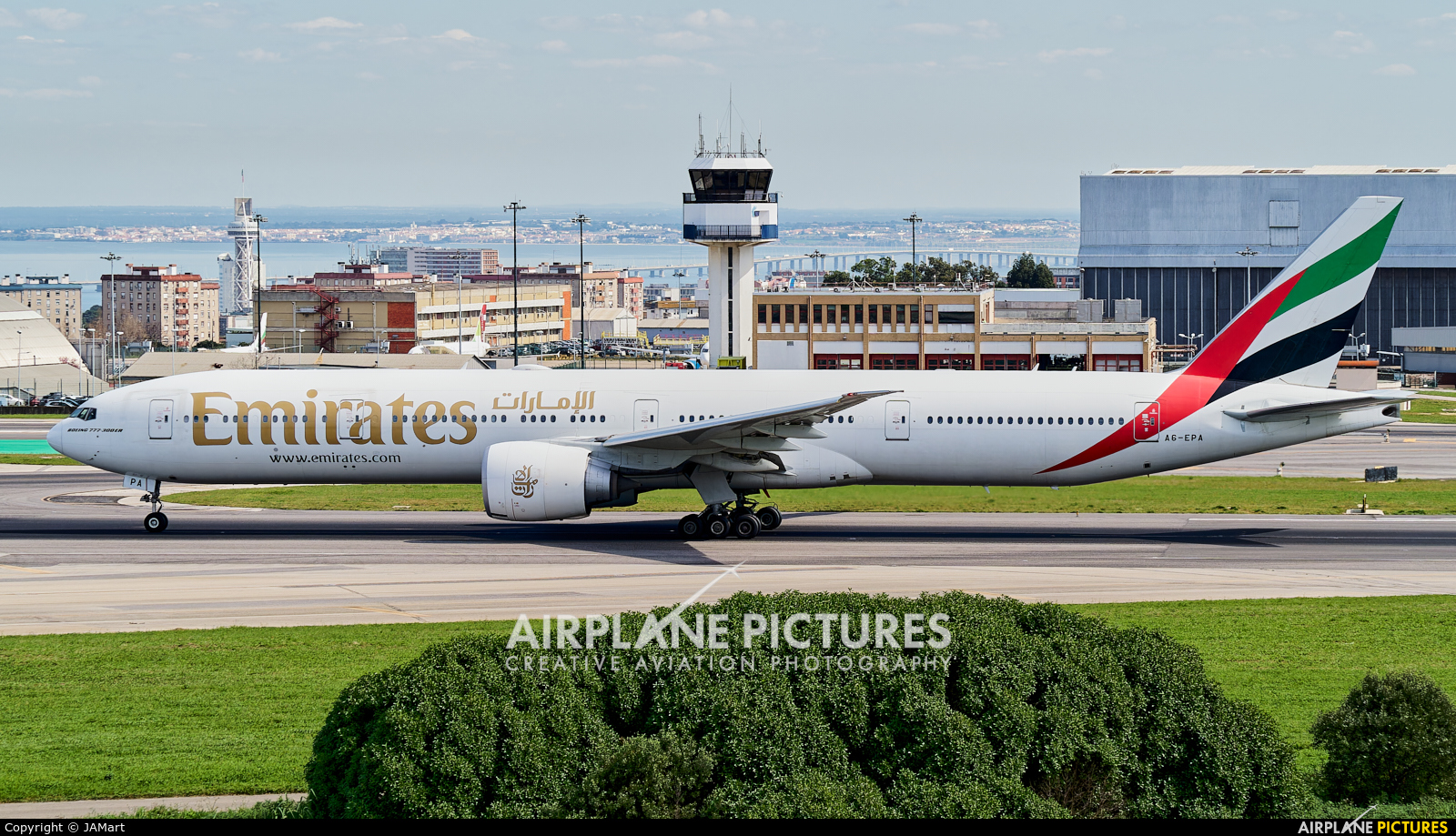 Emirates Airlines A6-EPA aircraft at Lisbon