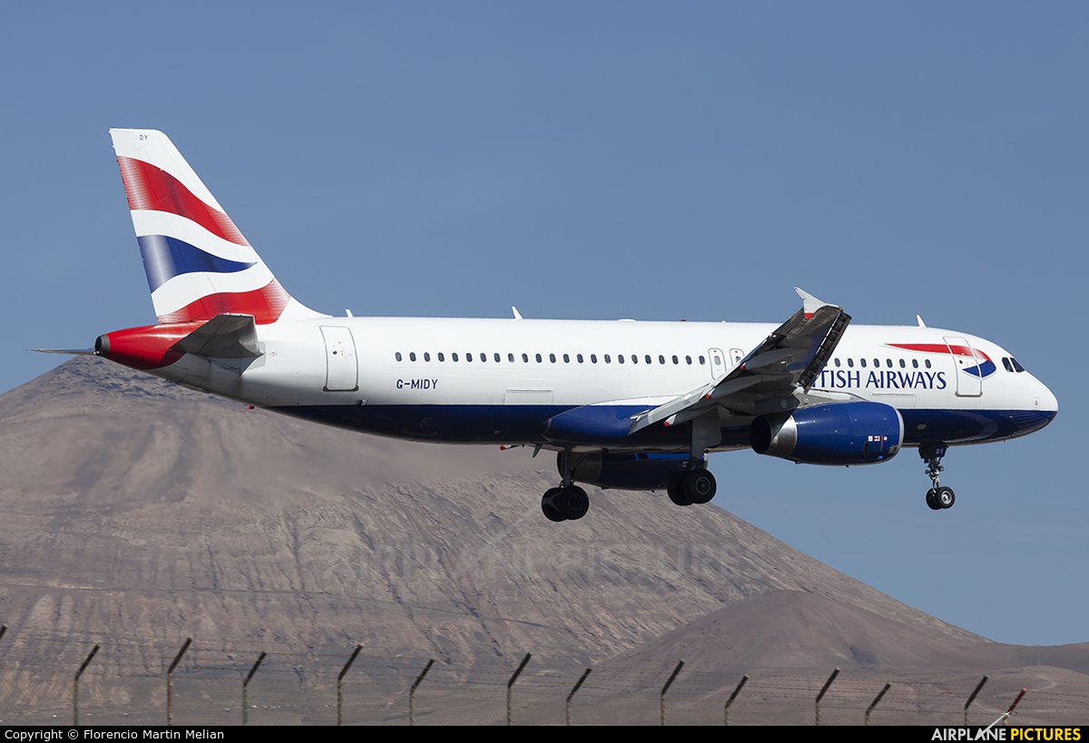 British Airways G-MIDY aircraft at Lanzarote - Arrecife