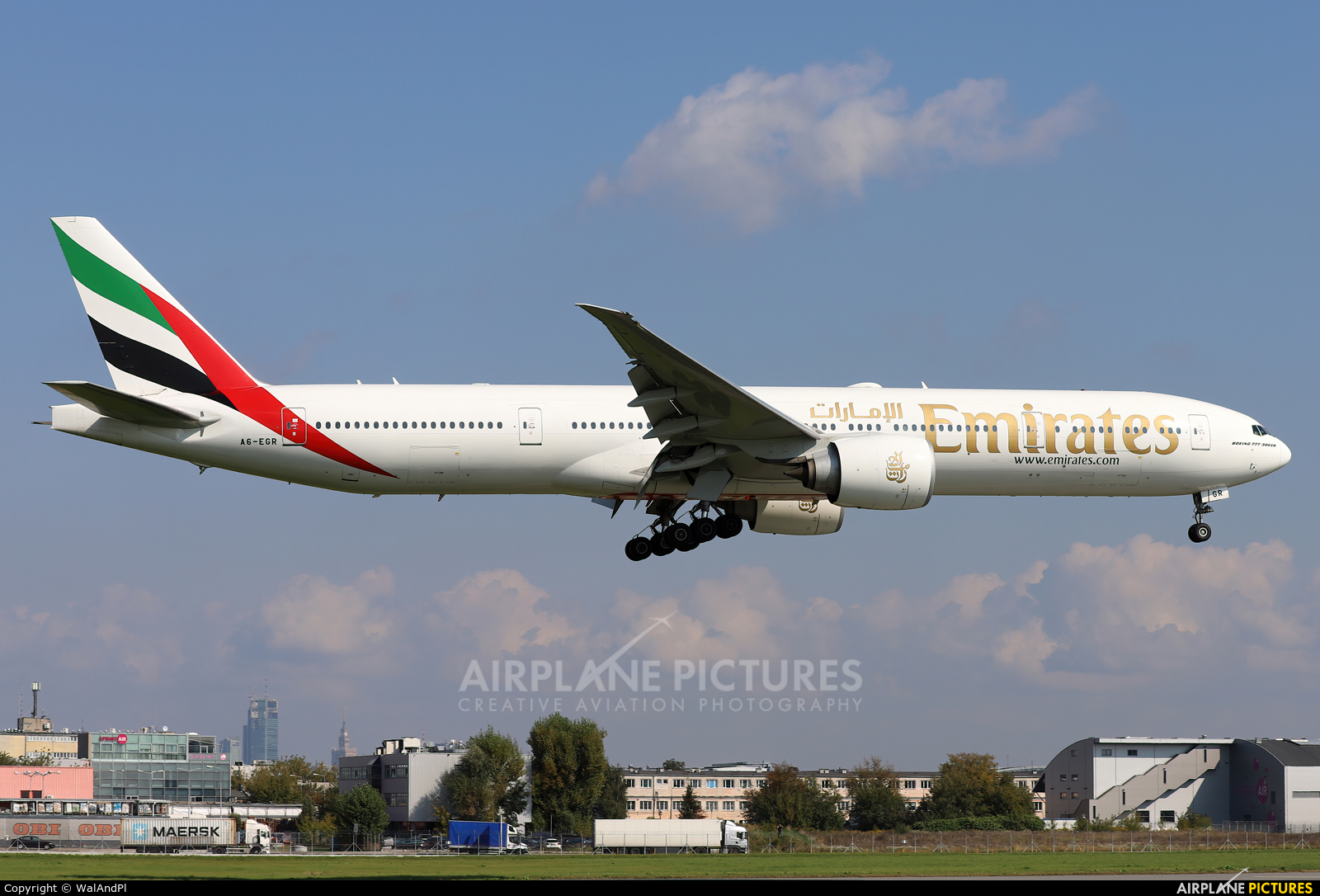 Emirates Airlines A6-EGR aircraft at Warsaw - Frederic Chopin